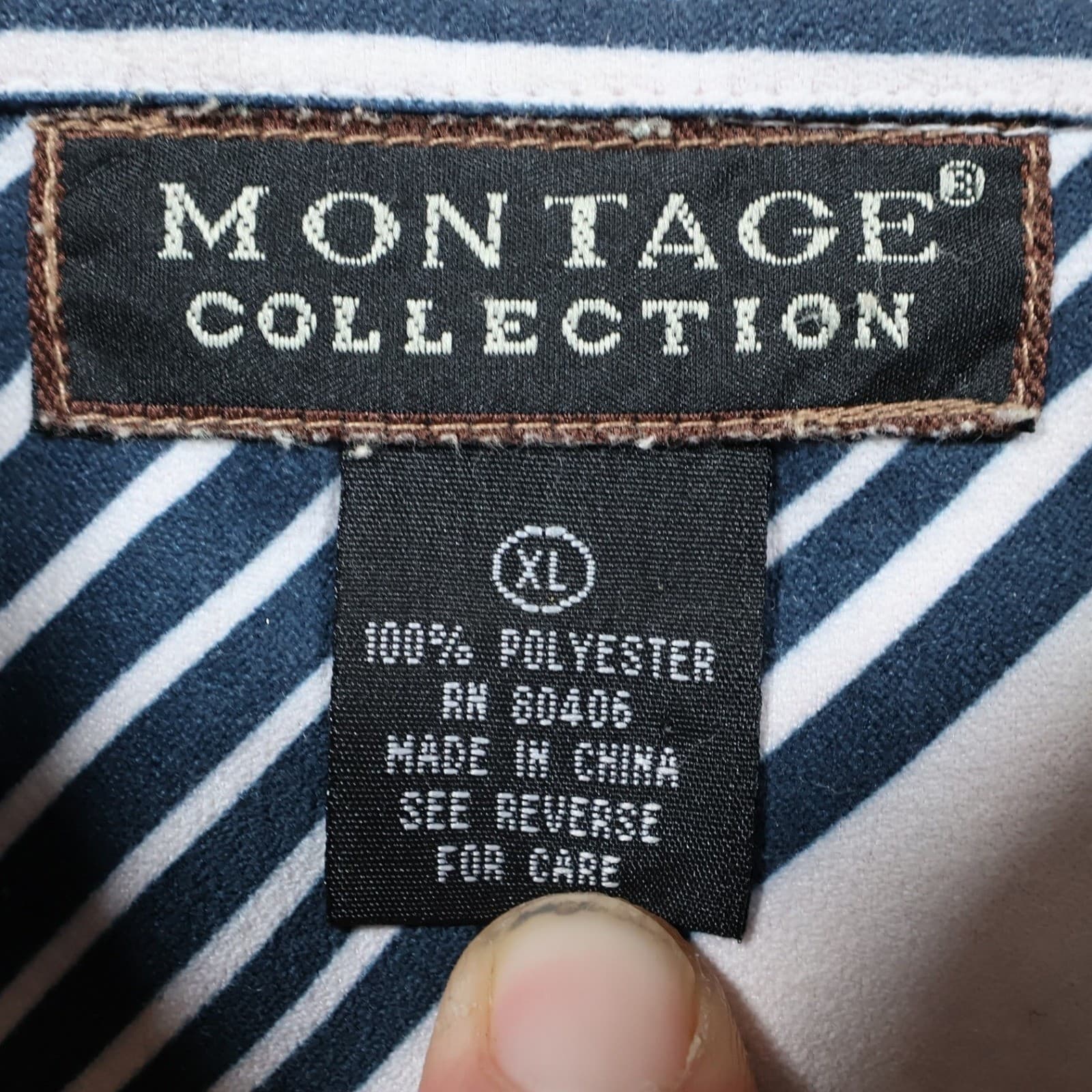 Montage Collection Button Down Mens XL Blue Excellent Striped Pattern - Thumbnail 7