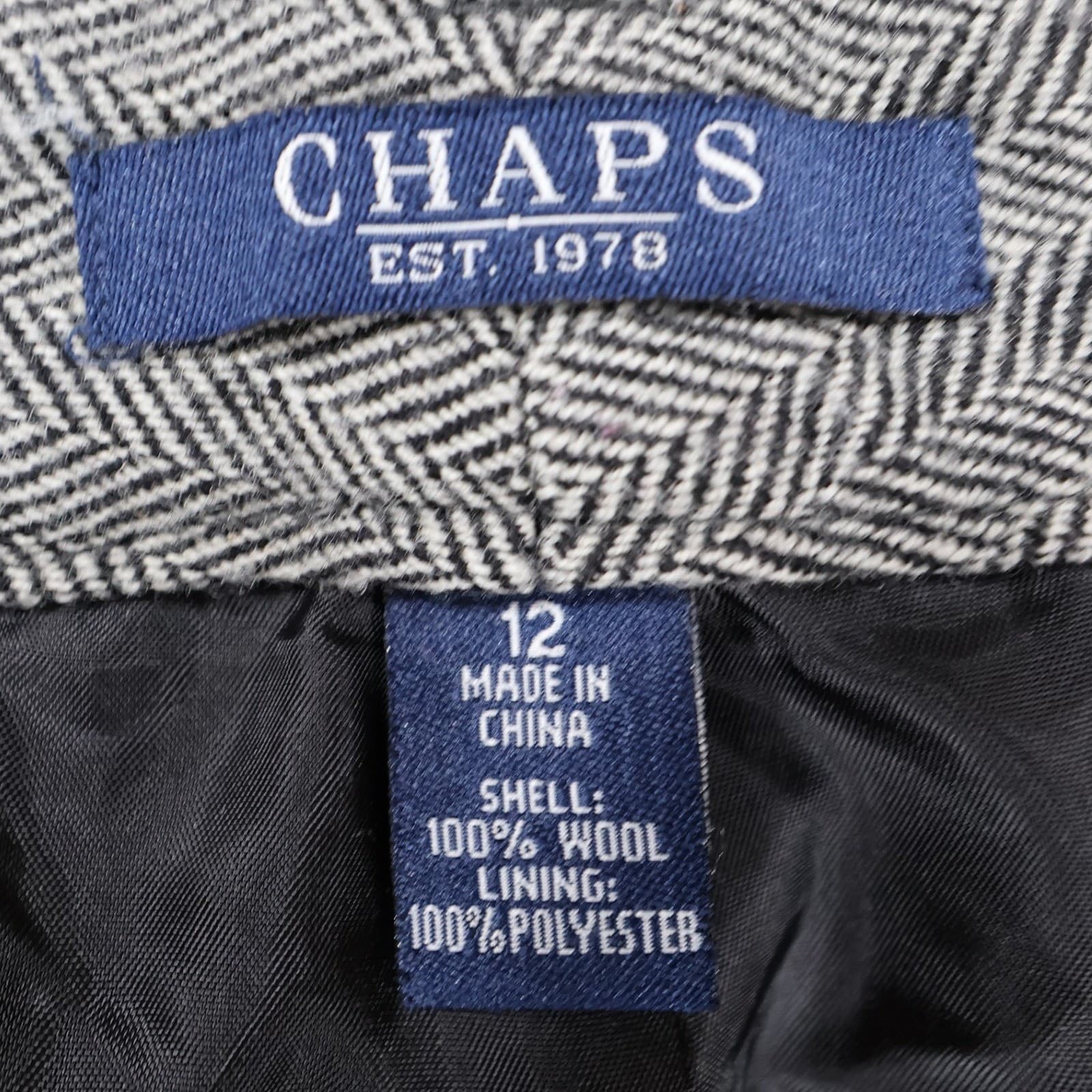 Chaps Dress Pants Womens 12 Gray Excellent Herringbone 100% Wool - Thumbnail 7