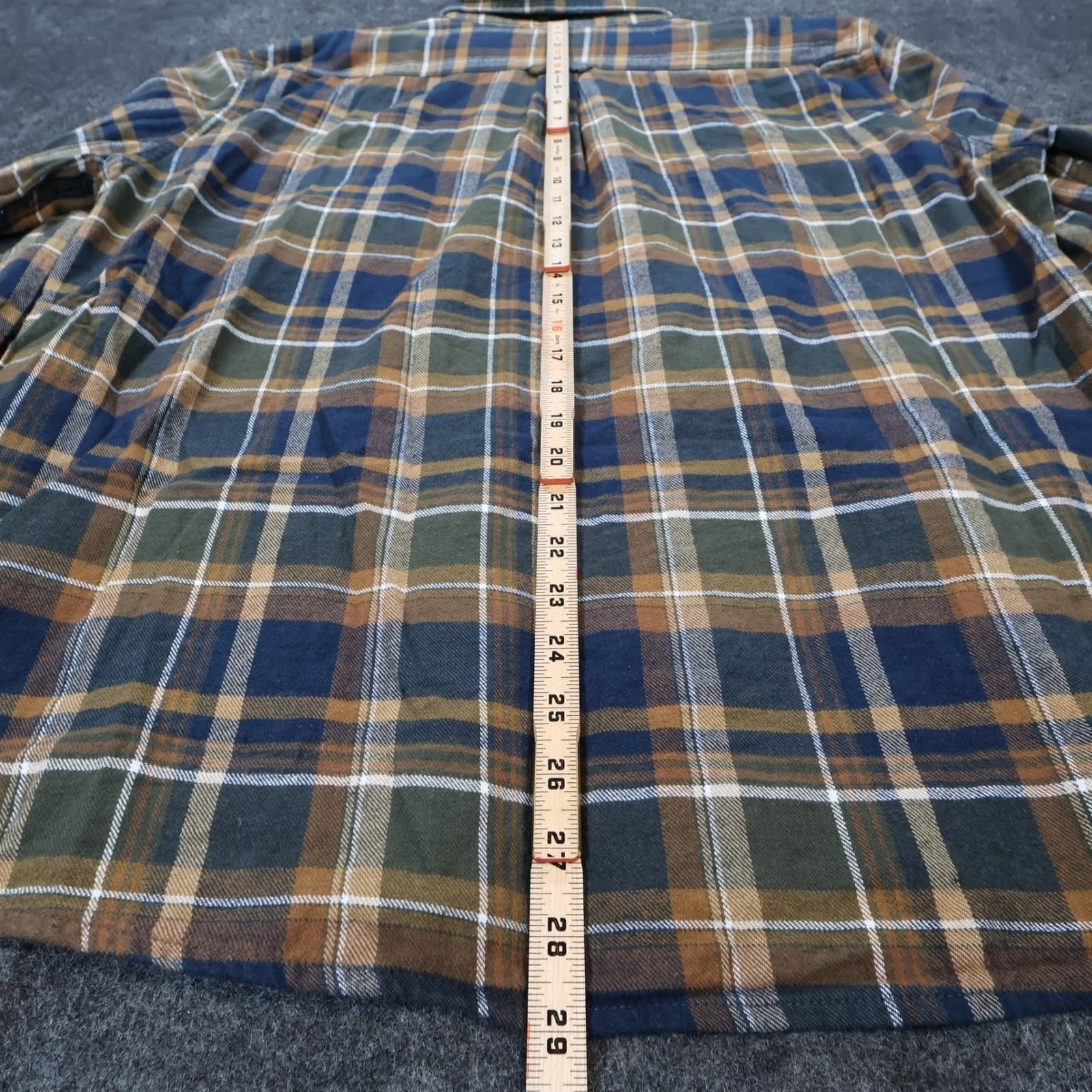 Eddie Bauer Flannel Mens XL Blue Brown Excellent Plaid Cotton Button Up - Thumbnail 5