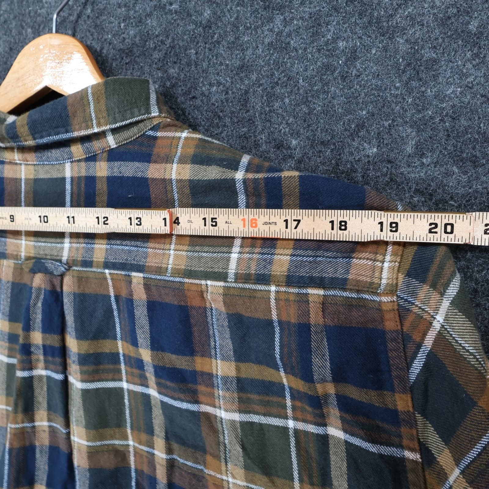 Eddie Bauer Flannel Mens XL Blue Brown Excellent Plaid Cotton Button Up - Thumbnail 6