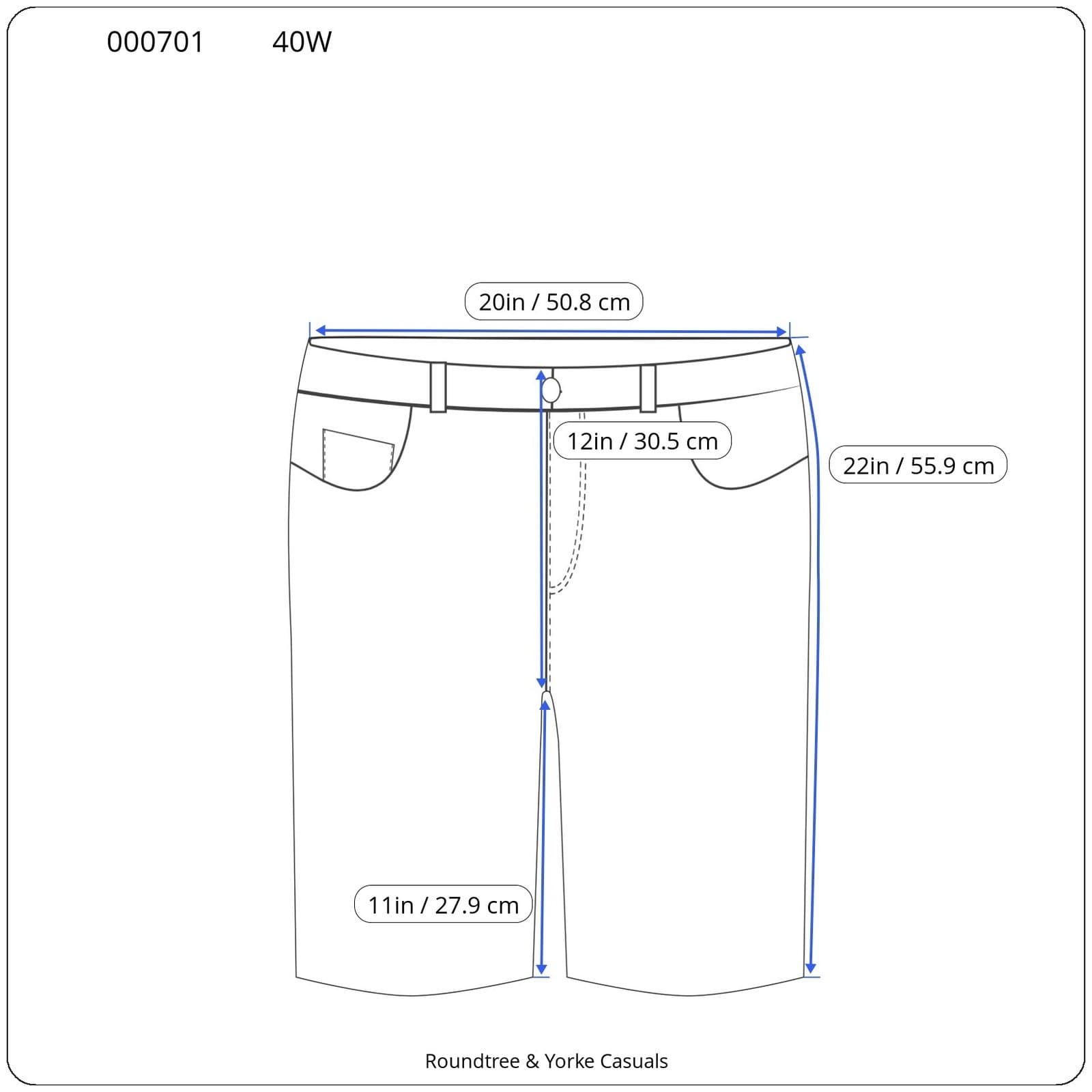 Roundtree & Yorke Casuals Chino Shorts Men's 40W Dusty Blue Cotton - Thumbnail 6