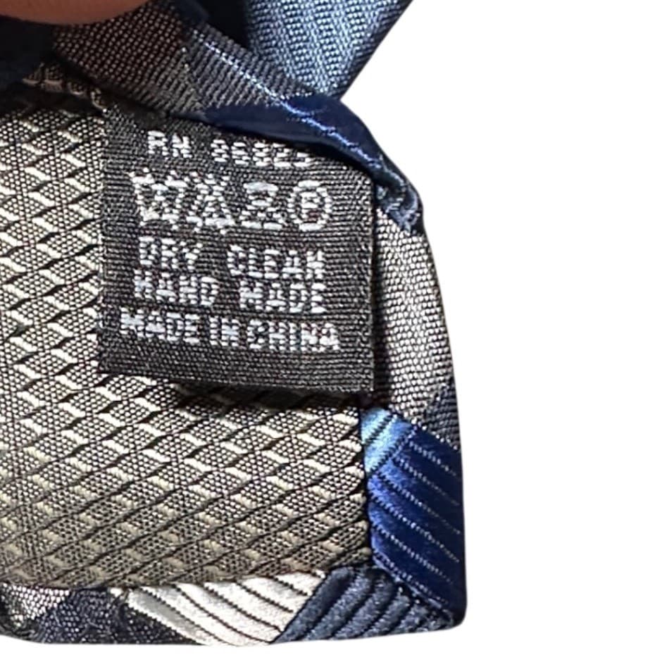 Bergamo New York Mens Blue Grey Plaid Silk Necktie Tie - Thumbnail 5