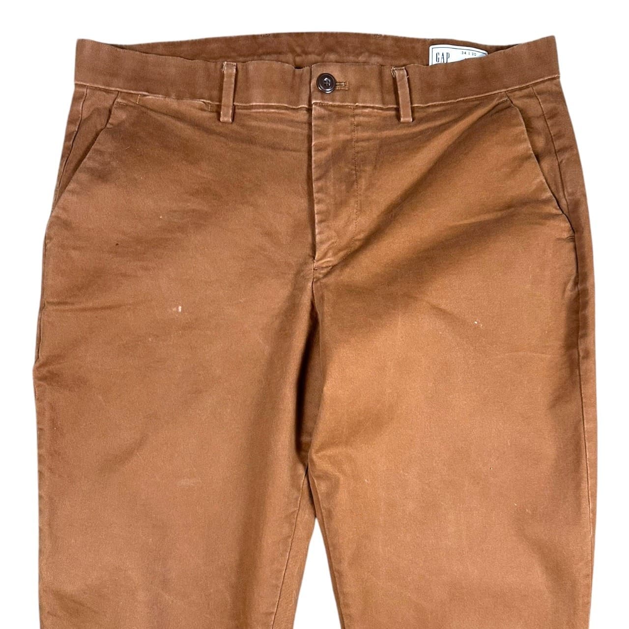 GAP Mens 34x30 Burnt Orange Slim Chino Pants - Thumbnail 3