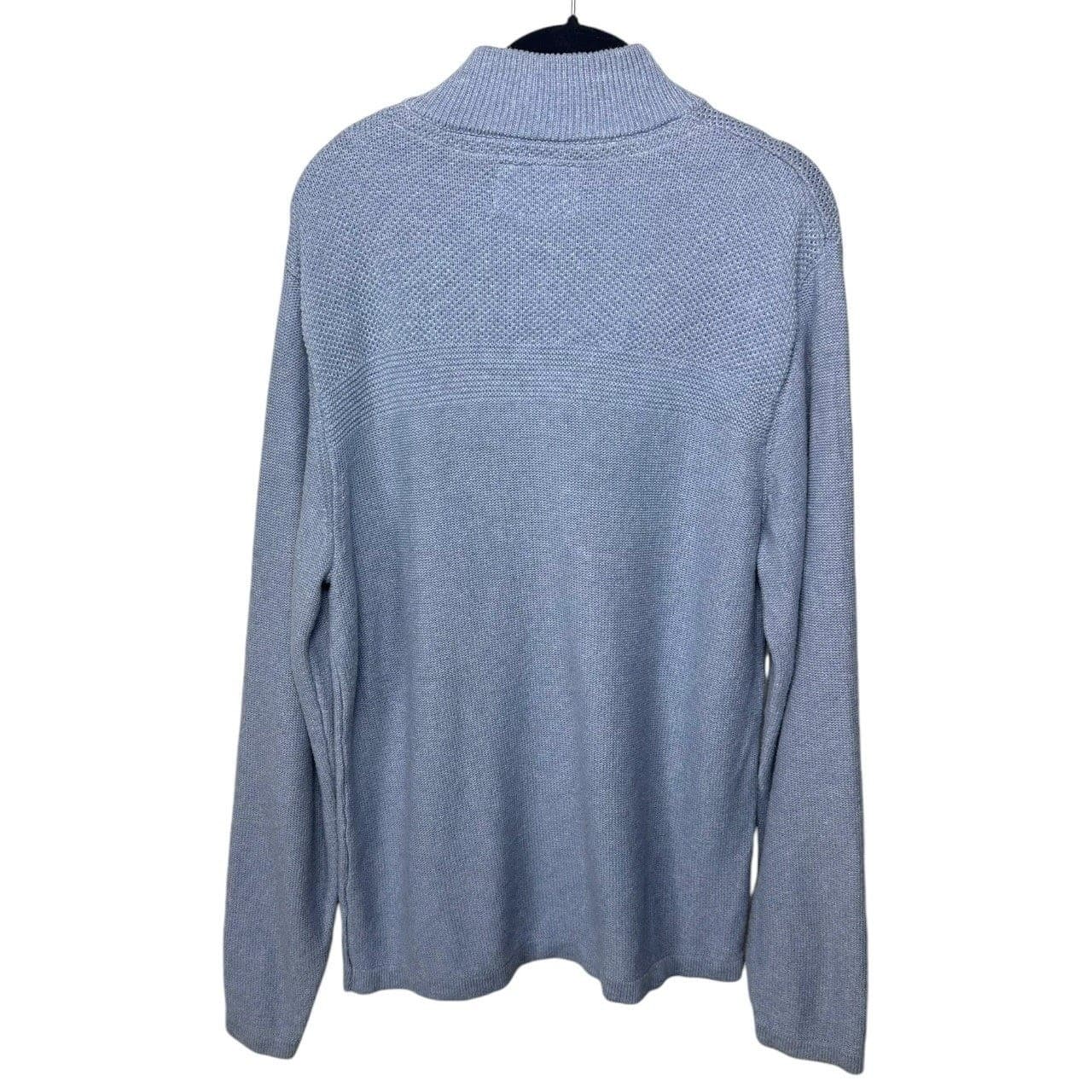 Flag & Anthem Men's Light Blue Waffle Knit Quarter Zip Pullover Sweater Size M - Thumbnail 4