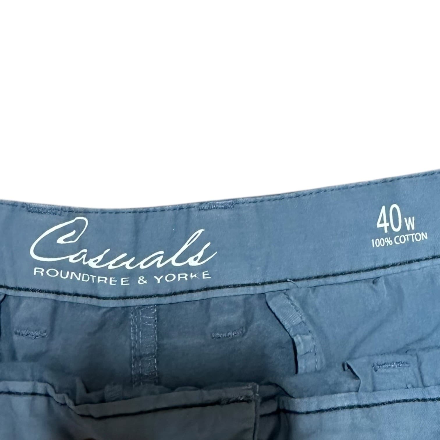 Roundtree & Yorke Casuals Chino Shorts Men's 40W Dusty Blue Cotton - Thumbnail 5