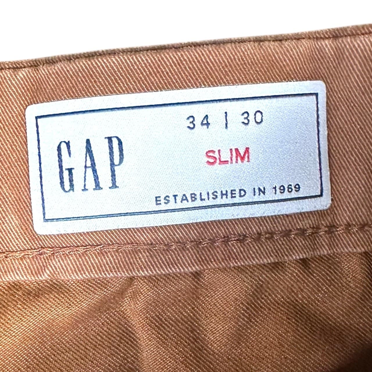 GAP Mens 34x30 Burnt Orange Slim Chino Pants - Thumbnail 7