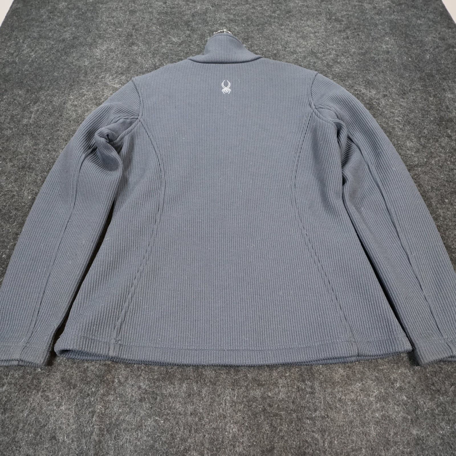 Spyder Core Sweater Ladies Large Blue Excellent Full Zip Waffle Knit - Thumbnail 10