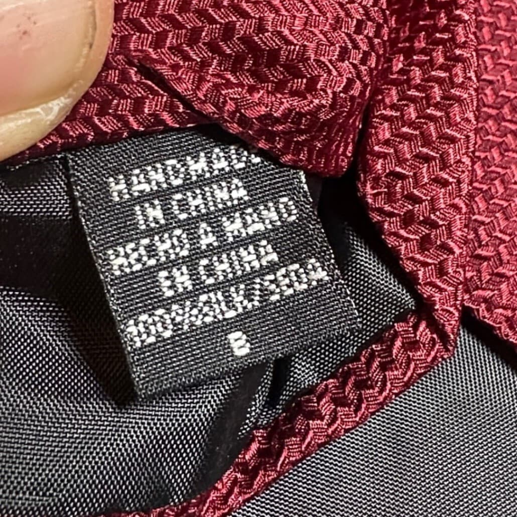 Van Heusen Necktie Mens 58" Burgundy Textured 100% Silk Handmade Tie - Thumbnail 8