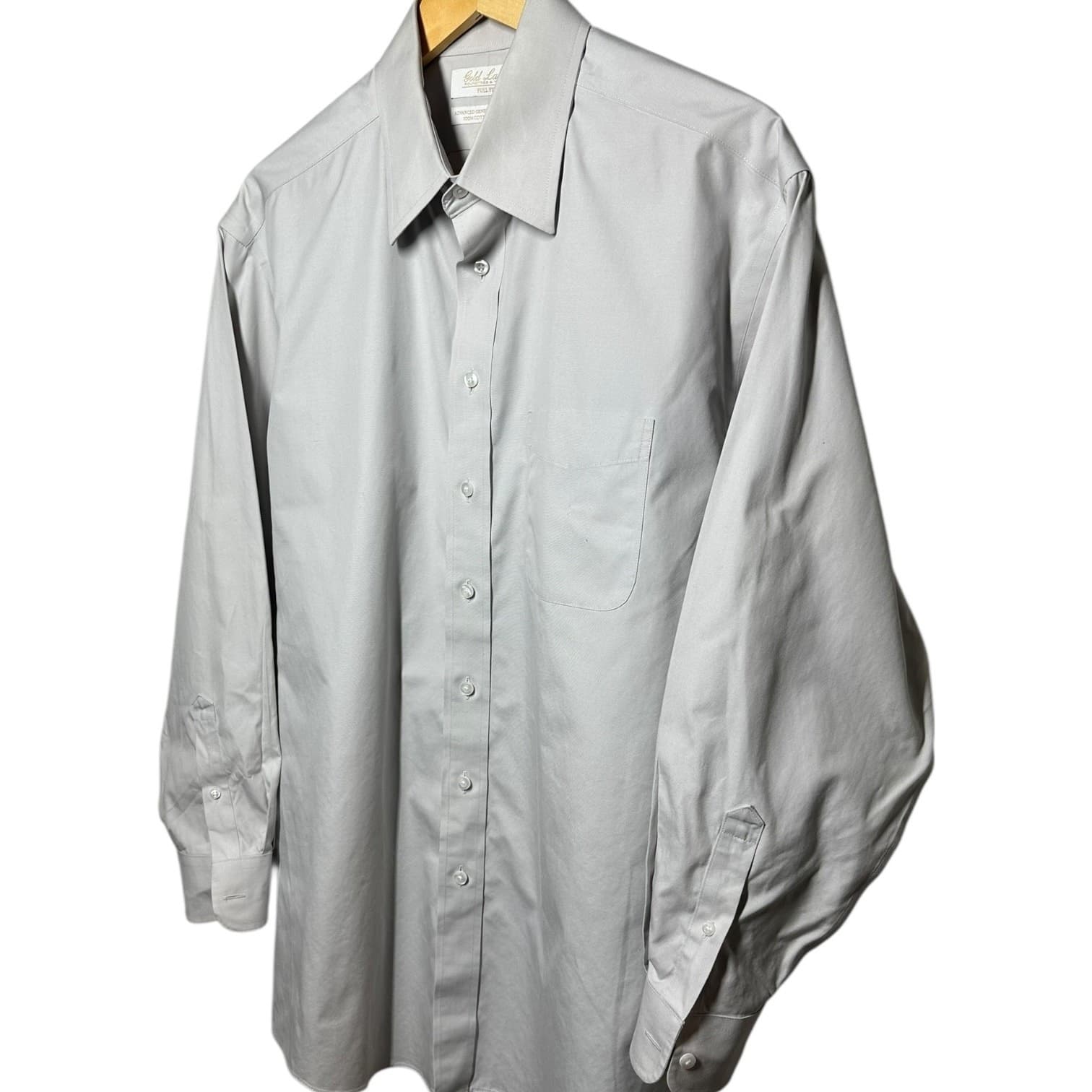 Gold Label Roundtree & Yorke Men's Grey Non-Iron Dress Shirt Large 16-33 - Thumbnail 4
