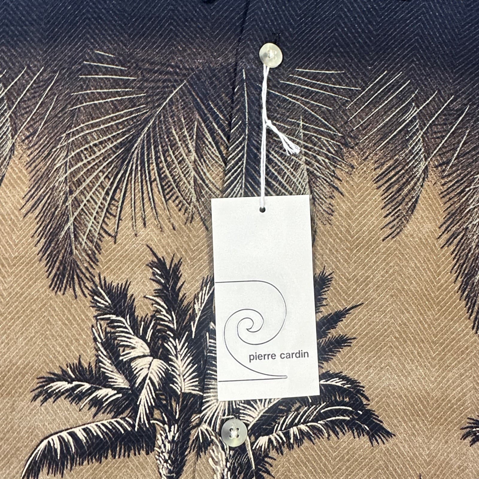 Pierre Cardin Men's XL Tropical Palm Tree Print Short Sleeve Button Down Shirt - Thumbnail 6