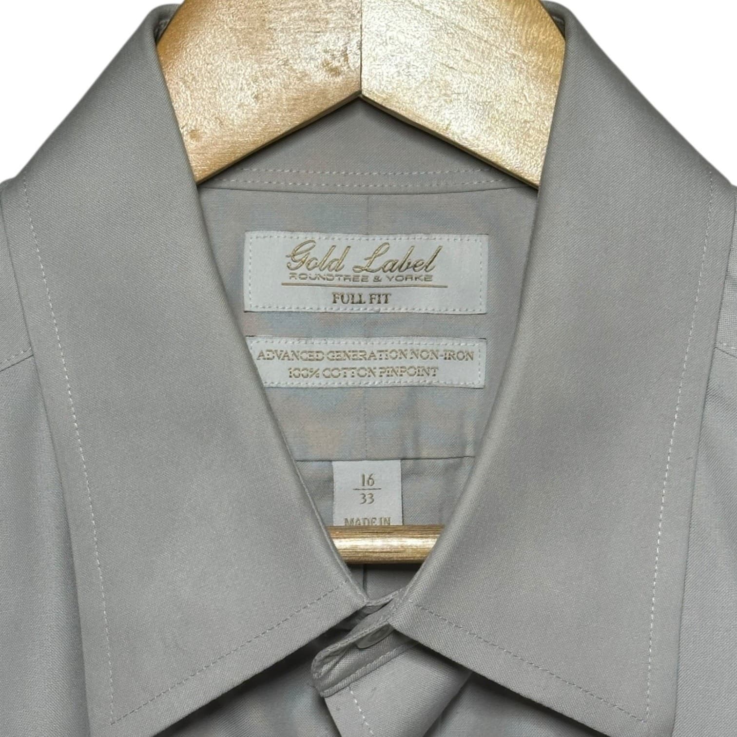 Gold Label Roundtree & Yorke Men's Grey Non-Iron Dress Shirt Large 16-33 - Thumbnail 6