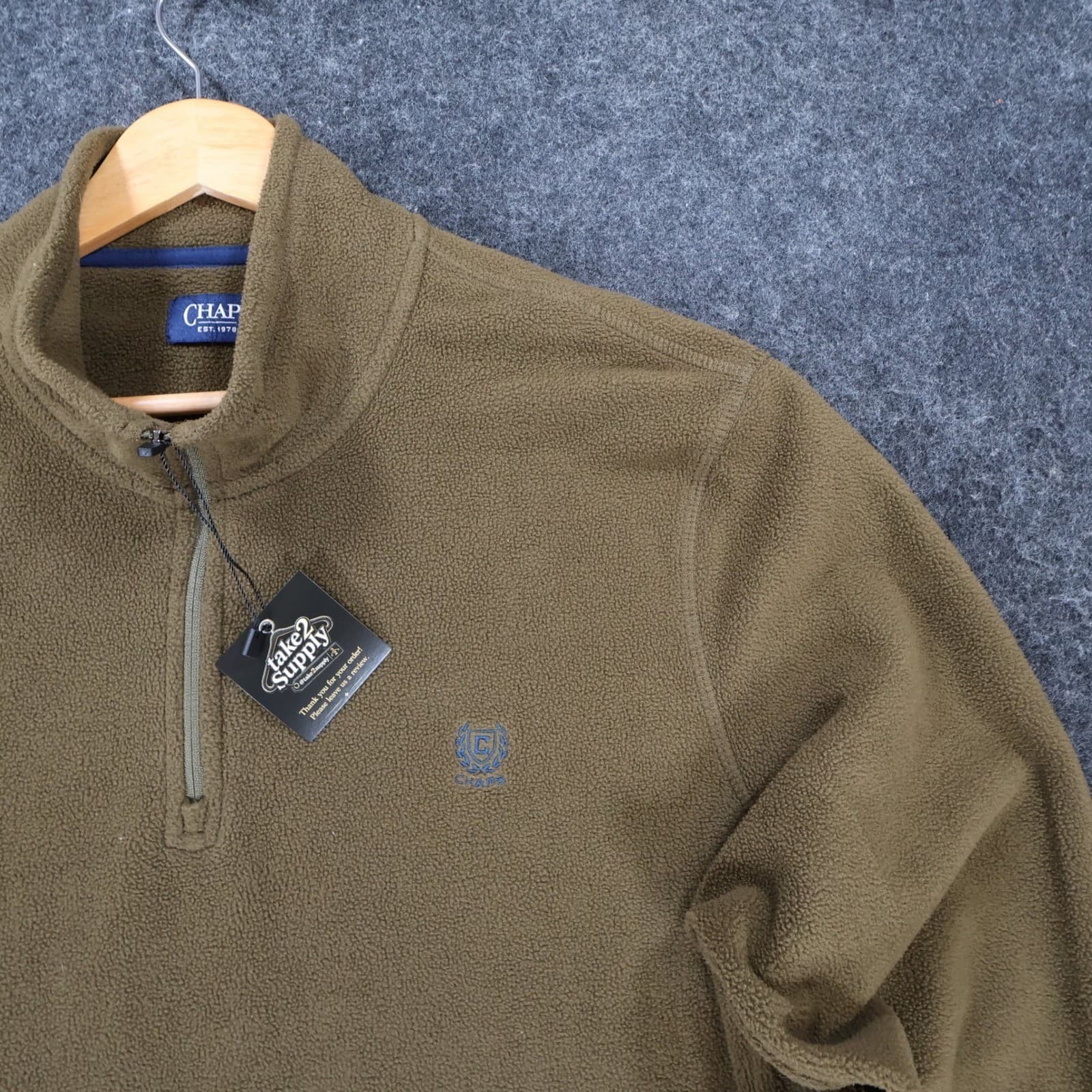 Chaps Quarter Zip Pullover Mens XL Brown Excellent Fleece Sweater - Thumbnail 9