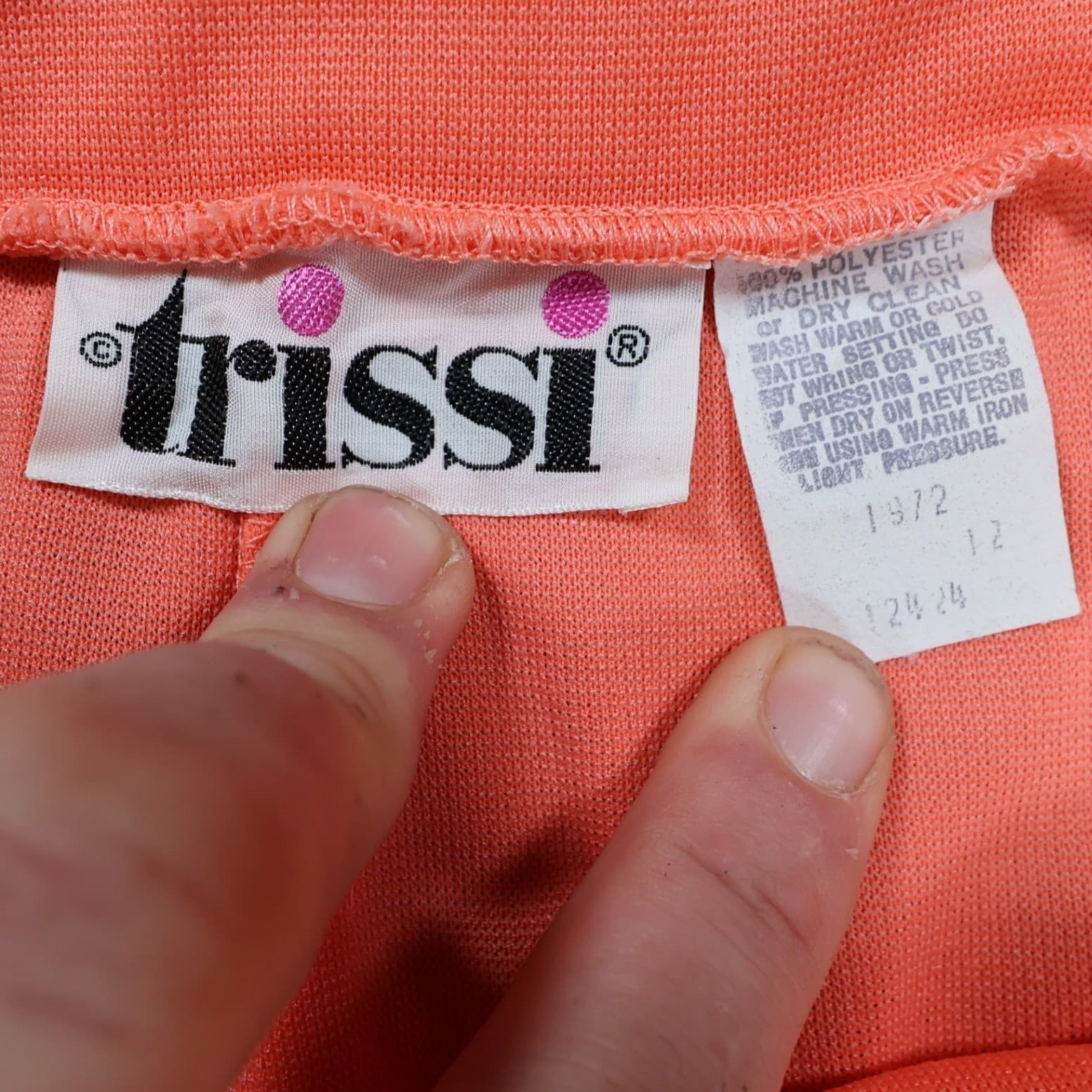 Trissi Pants Women 12 Coral New Vintage Magic Waist Double Knit 1972 - Thumbnail 7