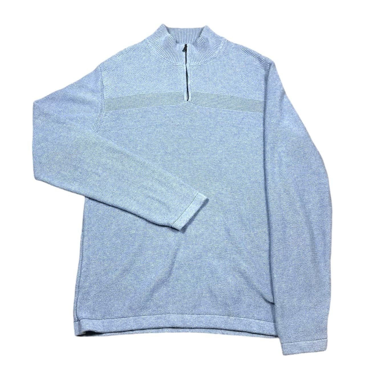 Flag & Anthem Men's Light Blue Waffle Knit Quarter Zip Pullover Sweater Size M - Thumbnail 7