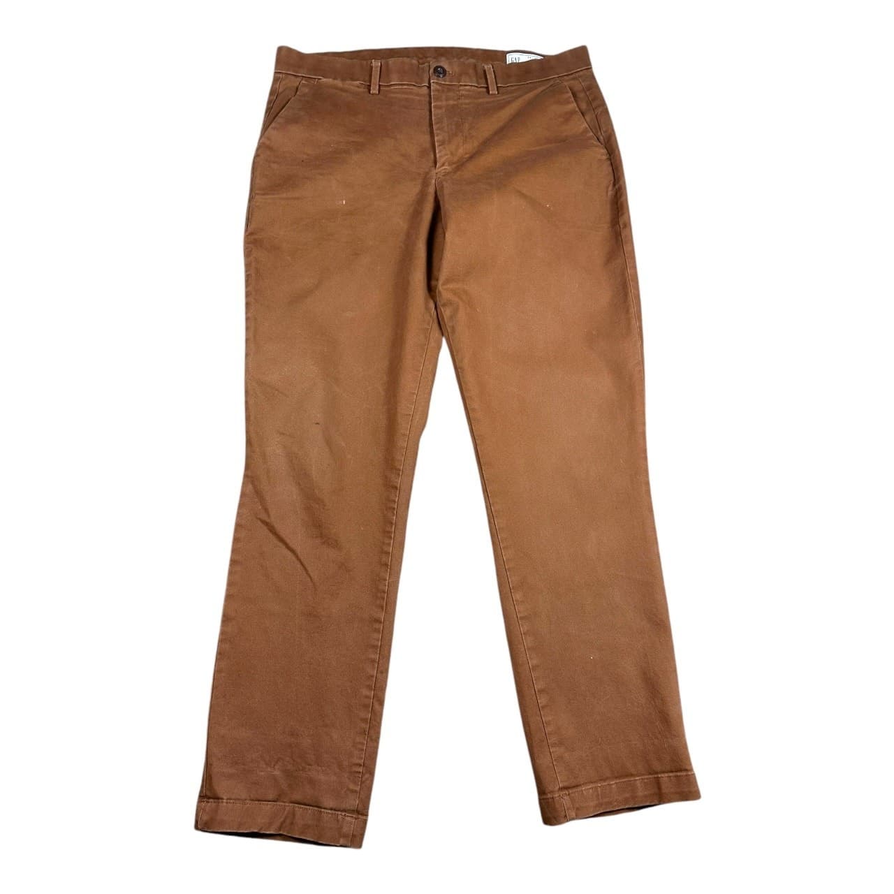 GAP Mens 34x30 Burnt Orange Slim Chino Pants - Thumbnail 2