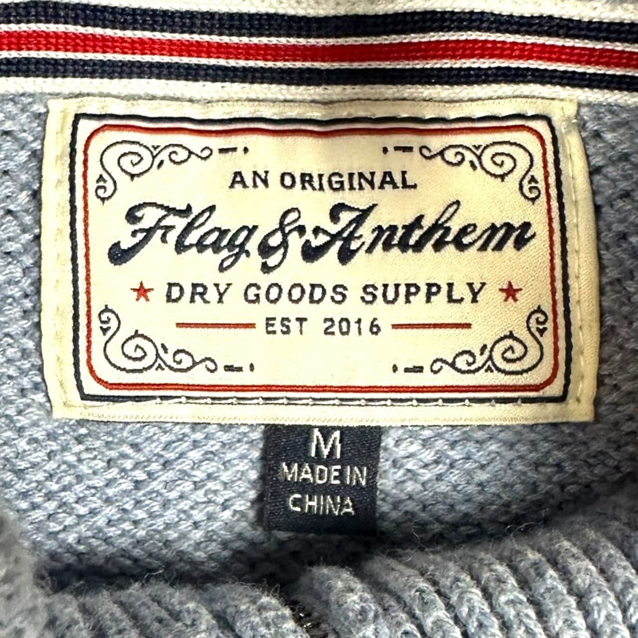 Flag & Anthem Men's Light Blue Waffle Knit Quarter Zip Pullover Sweater Size M - Thumbnail 8