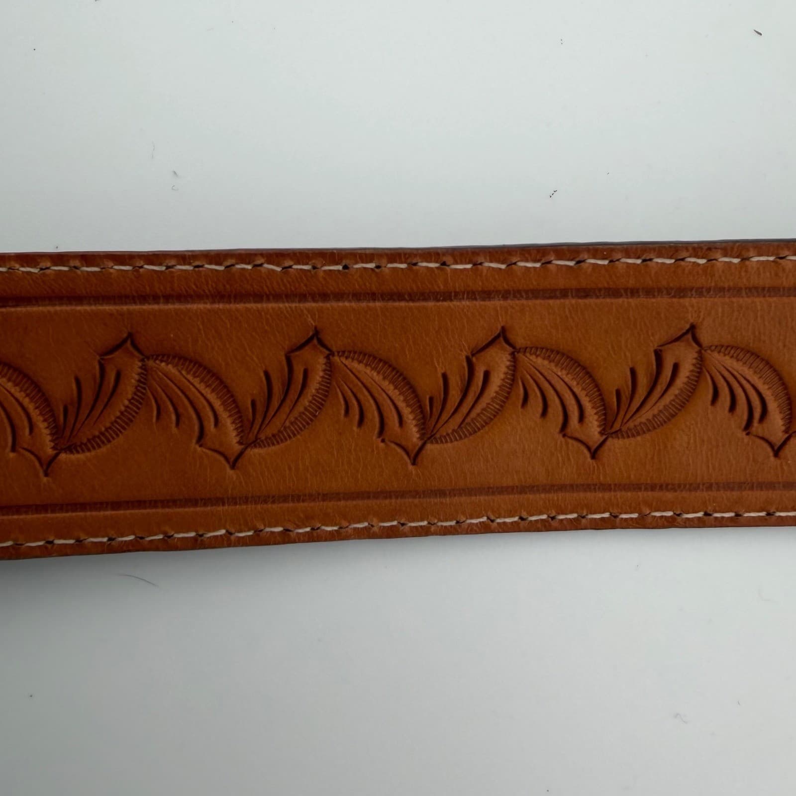 Justin Western Belt Mens 44 Brown Leather Caiman Print Filigree Buckle 50in - Thumbnail 5