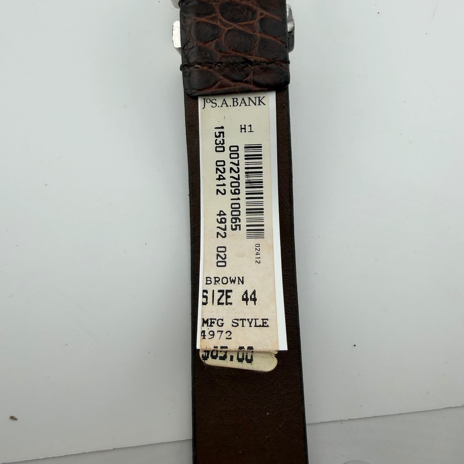Jos. A. Bank Belt Mens 44 Brown Italian Calfskin Western Crocodile Embossed 51in - Thumbnail 3
