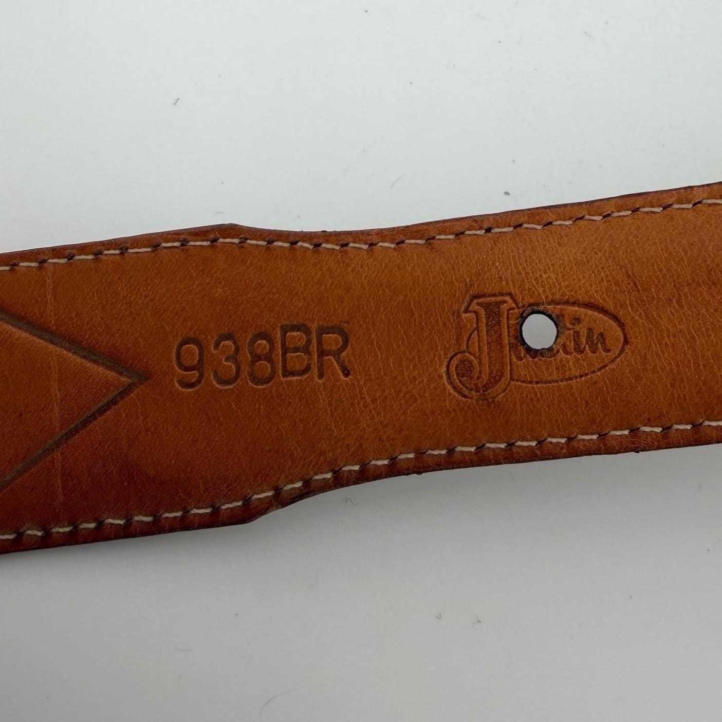Justin Western Belt Mens 44 Brown Leather Caiman Print Filigree Buckle 50in - Thumbnail 7