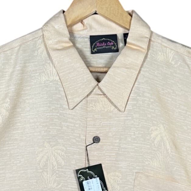 Rick's Cafe Men's Tropical Palm Tree Print Short Sleeve Button Up Shirt XXL - Thumbnail 3