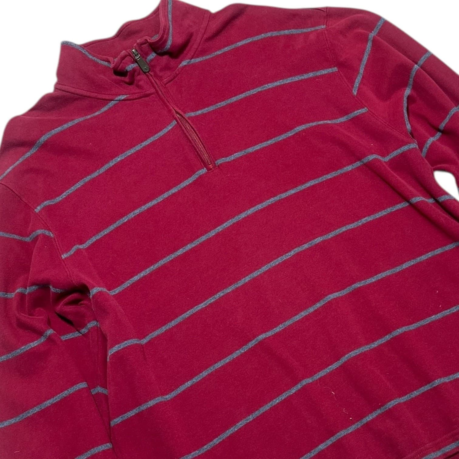 IZOD Pullover Mens XXL Red Excellent Striped Quarter Zip - Thumbnail 3