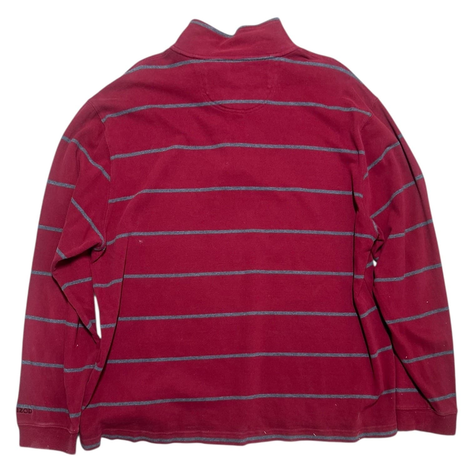 IZOD Pullover Mens XXL Red Excellent Striped Quarter Zip - Thumbnail 2