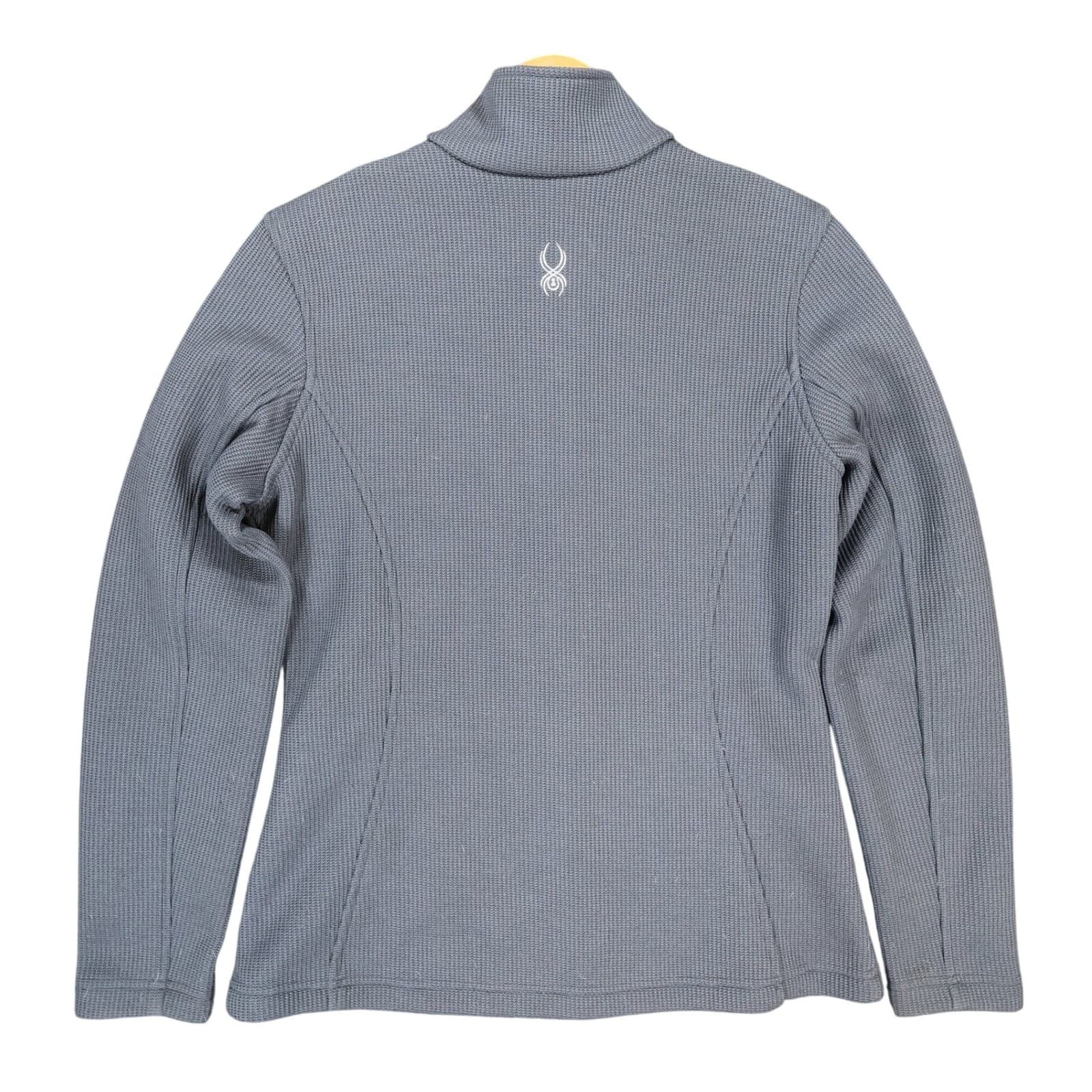 Spyder Core Sweater Ladies Large Blue Excellent Full Zip Waffle Knit - Thumbnail 2