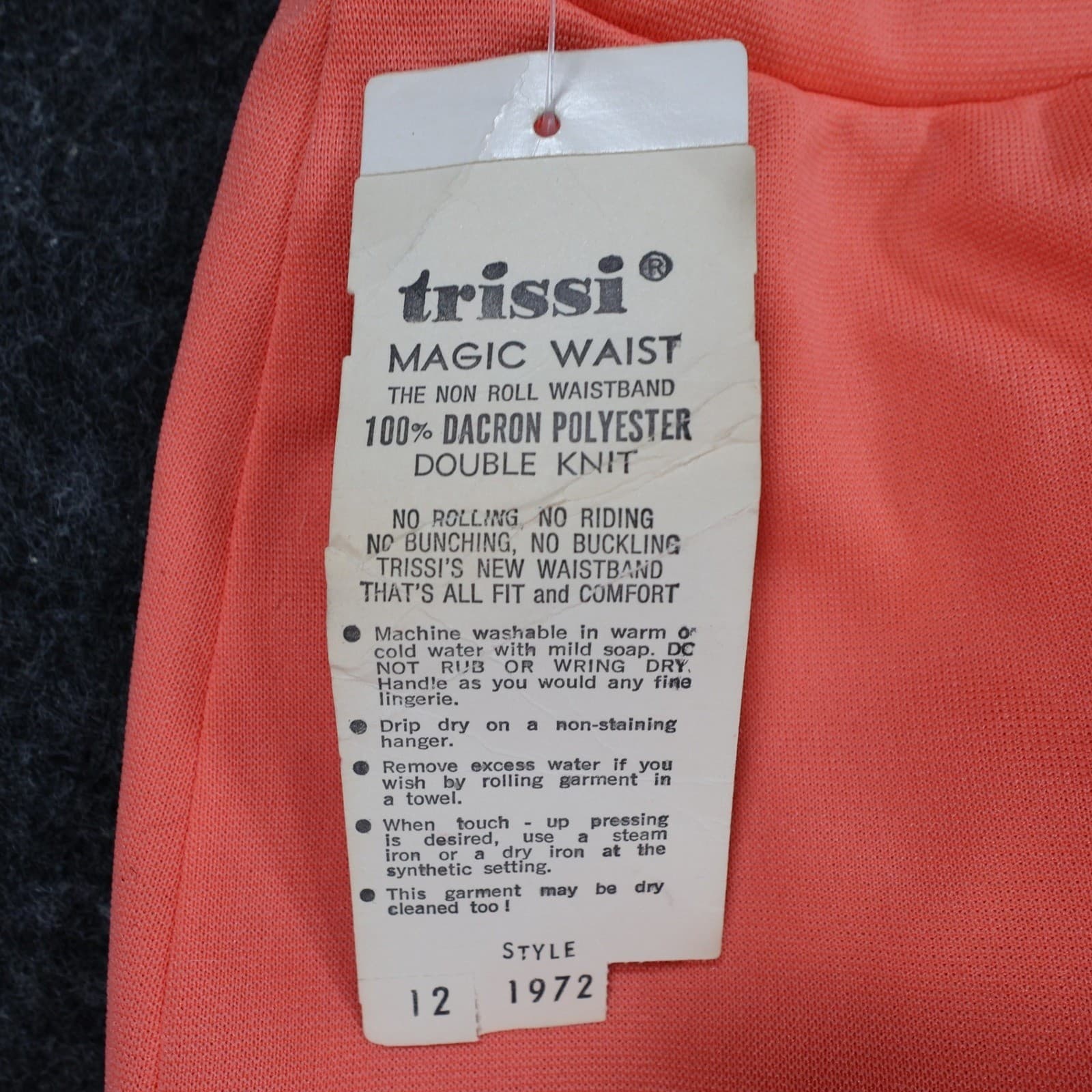 Trissi Pants Women 12 Coral New Vintage Magic Waist Double Knit 1972 - Thumbnail 8