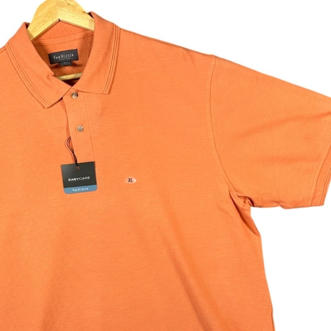 Van Heusen Men's Orange Easy Care Cotton Polo Shirt XL - Thumbnail 3