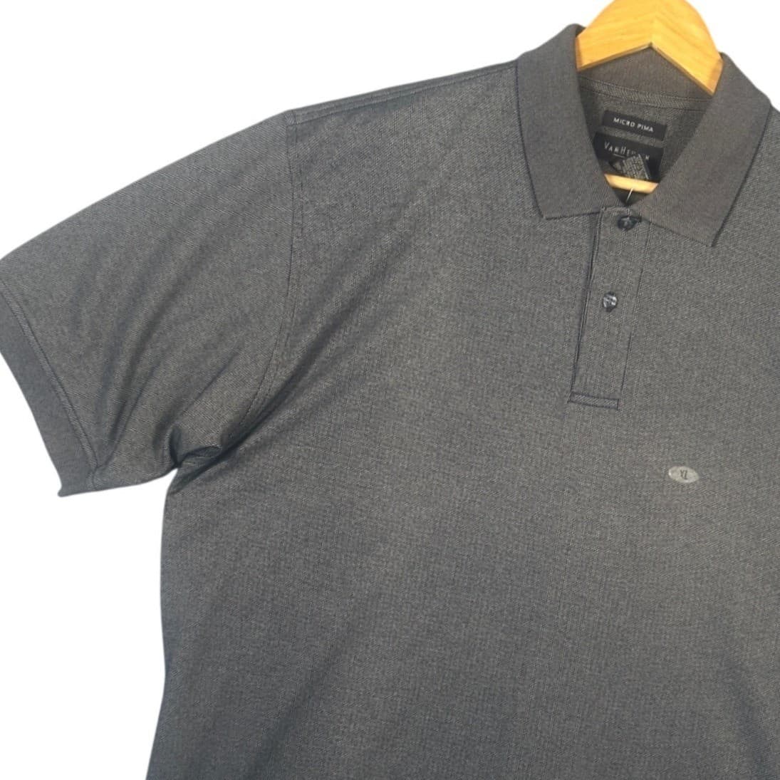 Van Heusen Men Micro Pima Short Sleeve Polo Shirt Gray XL - Thumbnail 3