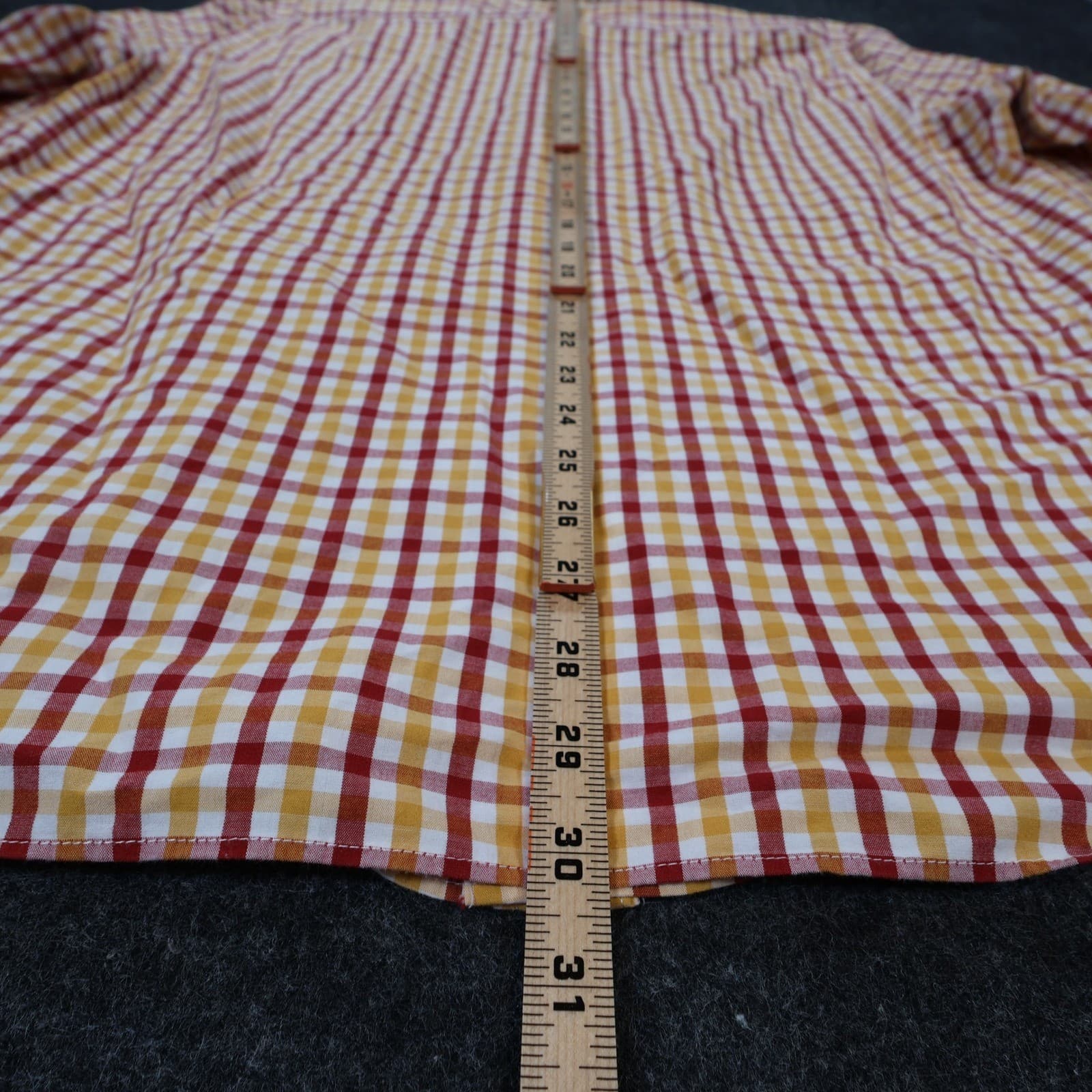 J.Crew Button Down Mens Large Red Yellow Excellent Plaid Gingham Long Sleeve - Thumbnail 5