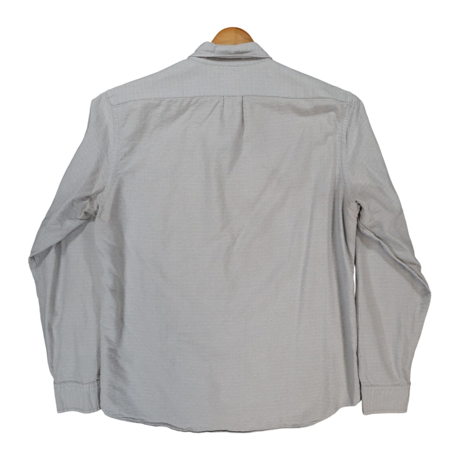 J.Crew Oxford Mens Large Gray Excellent Slim Fit Dobby Dot Button Down Shirt - Thumbnail 2