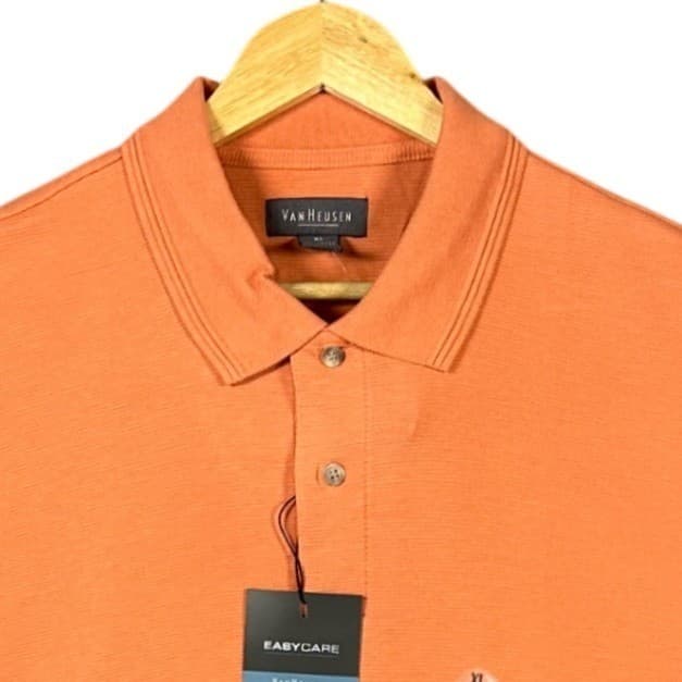 Van Heusen Men's Orange Easy Care Cotton Polo Shirt XL - Thumbnail 5