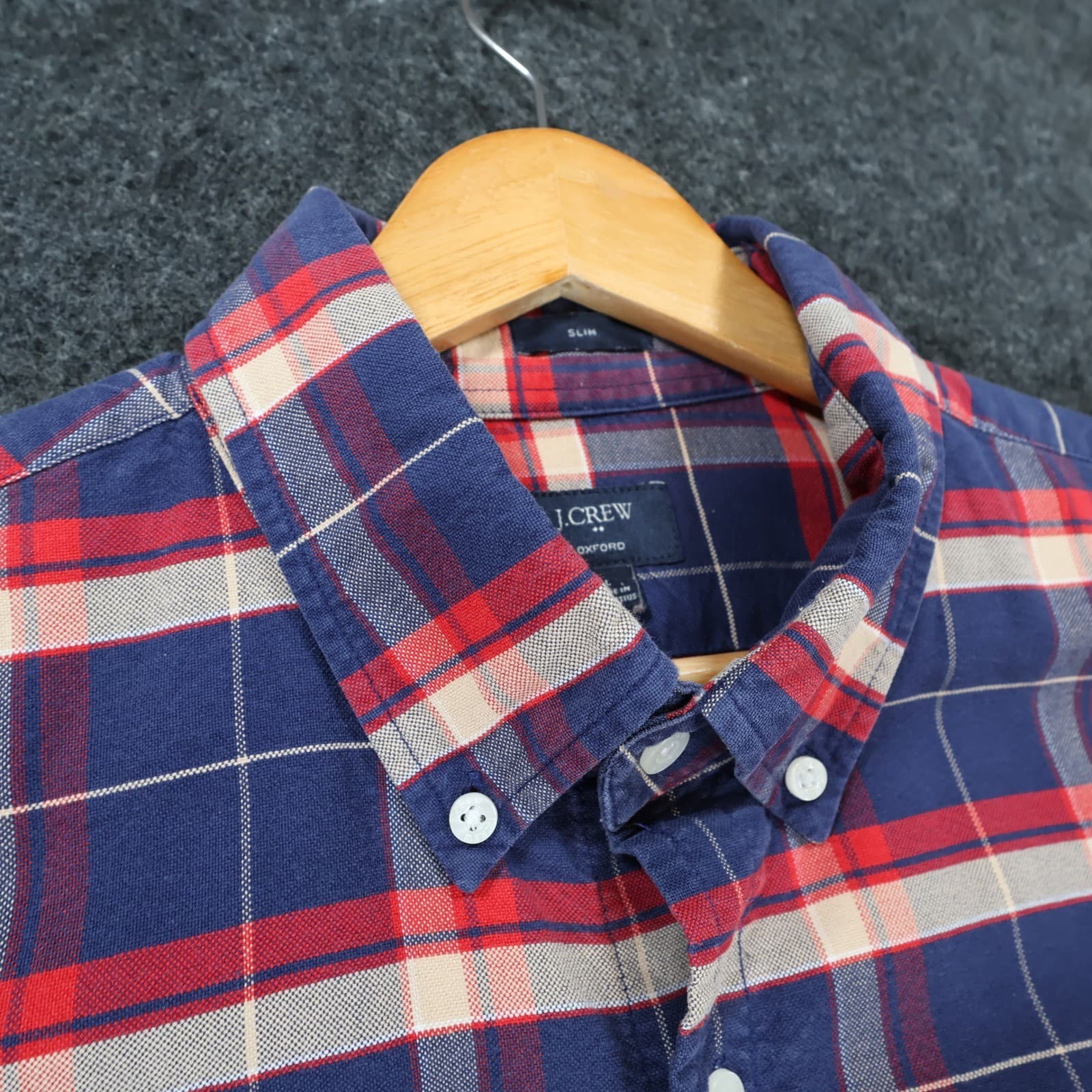 J.Crew Oxford Mens L Blue Excellent Plaid Button Down Shirt C4283 - Thumbnail 9
