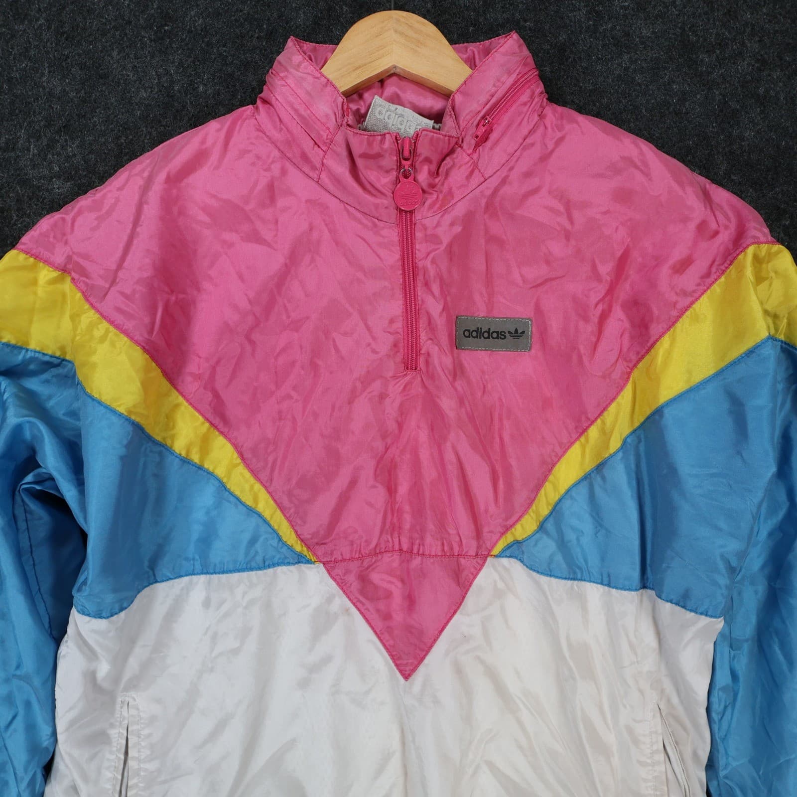 Adidas Windbreaker Womens Medium Colorblock Excellent Vintage 1/4 Zip Pullover - Thumbnail 8