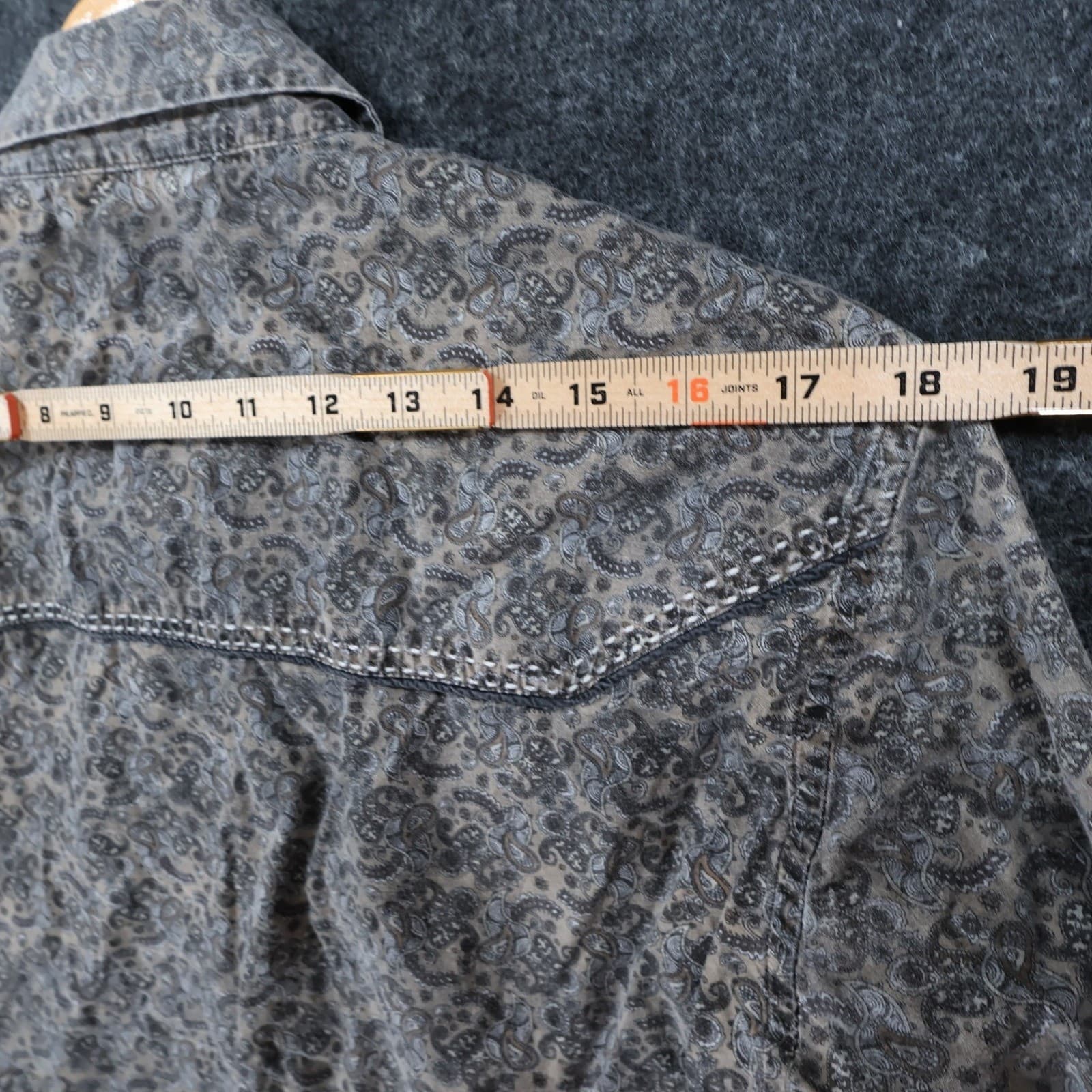 Rock & Roll Cowboy Button Up Mens M Grey Excellent Paisley Western Shirt - Thumbnail 6