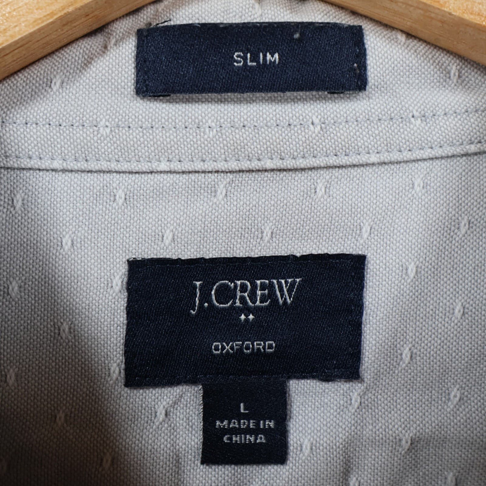 J.Crew Oxford Mens Large Gray Excellent Slim Fit Dobby Dot Button Down Shirt - Thumbnail 7