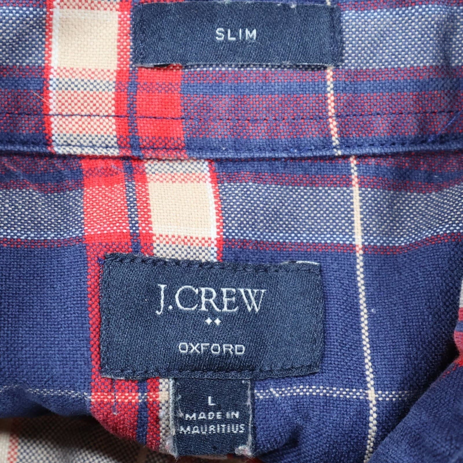 J.Crew Oxford Mens L Blue Excellent Plaid Button Down Shirt C4283 - Thumbnail 7