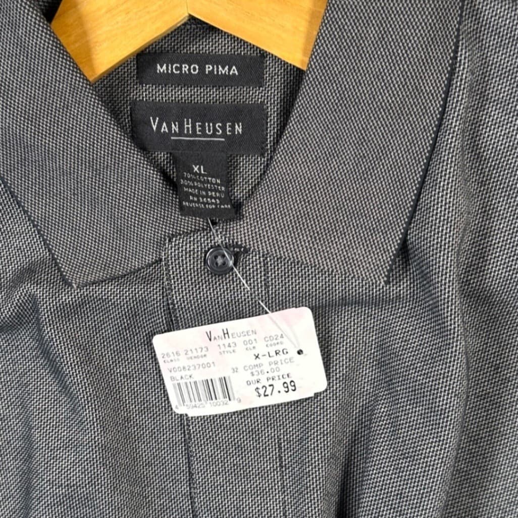 Van Heusen Men Micro Pima Short Sleeve Polo Shirt Gray XL - Thumbnail 6
