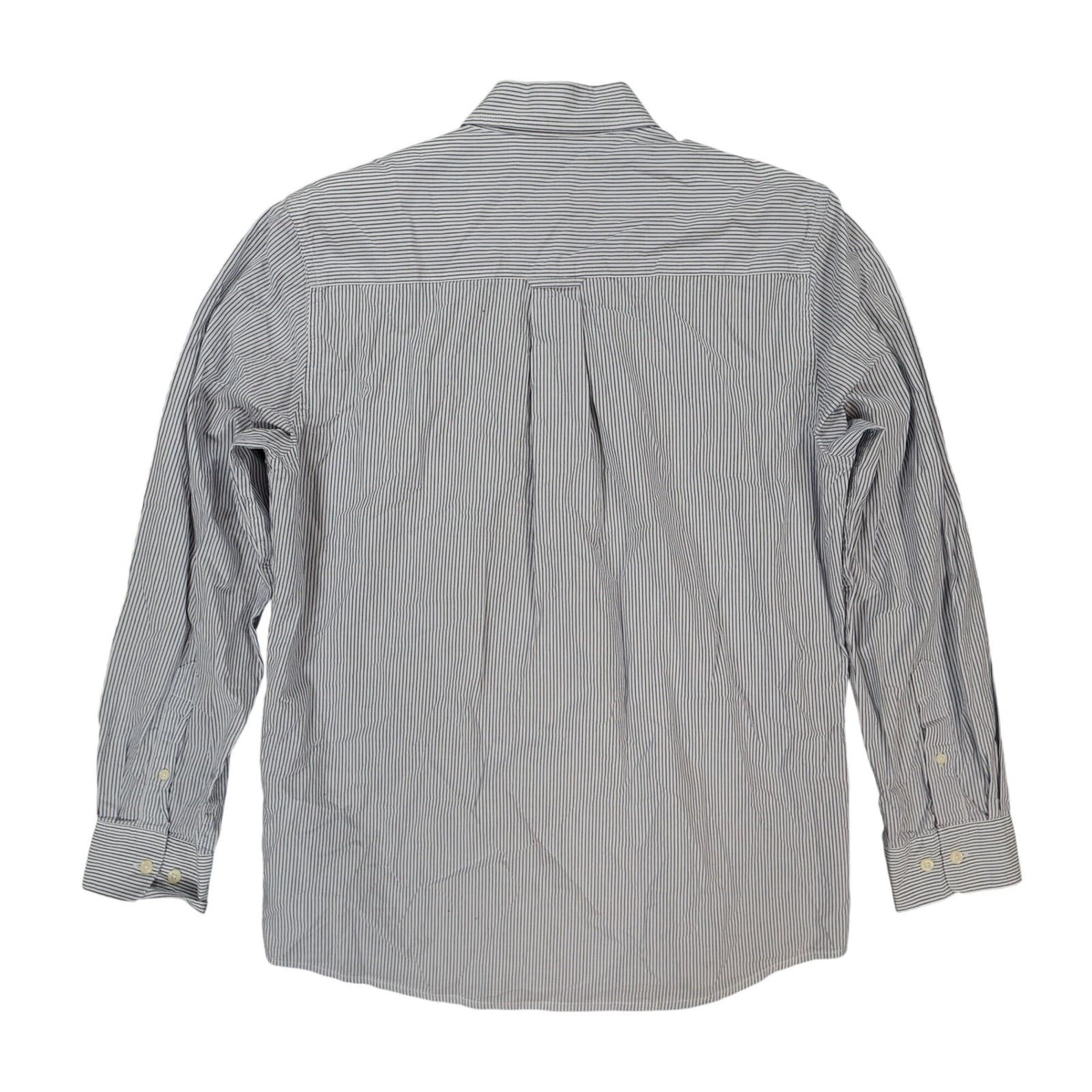 Tricots St Raphael Button Down Mens M Blue Excellent Striped Cotton Long Sleeve - Thumbnail 2
