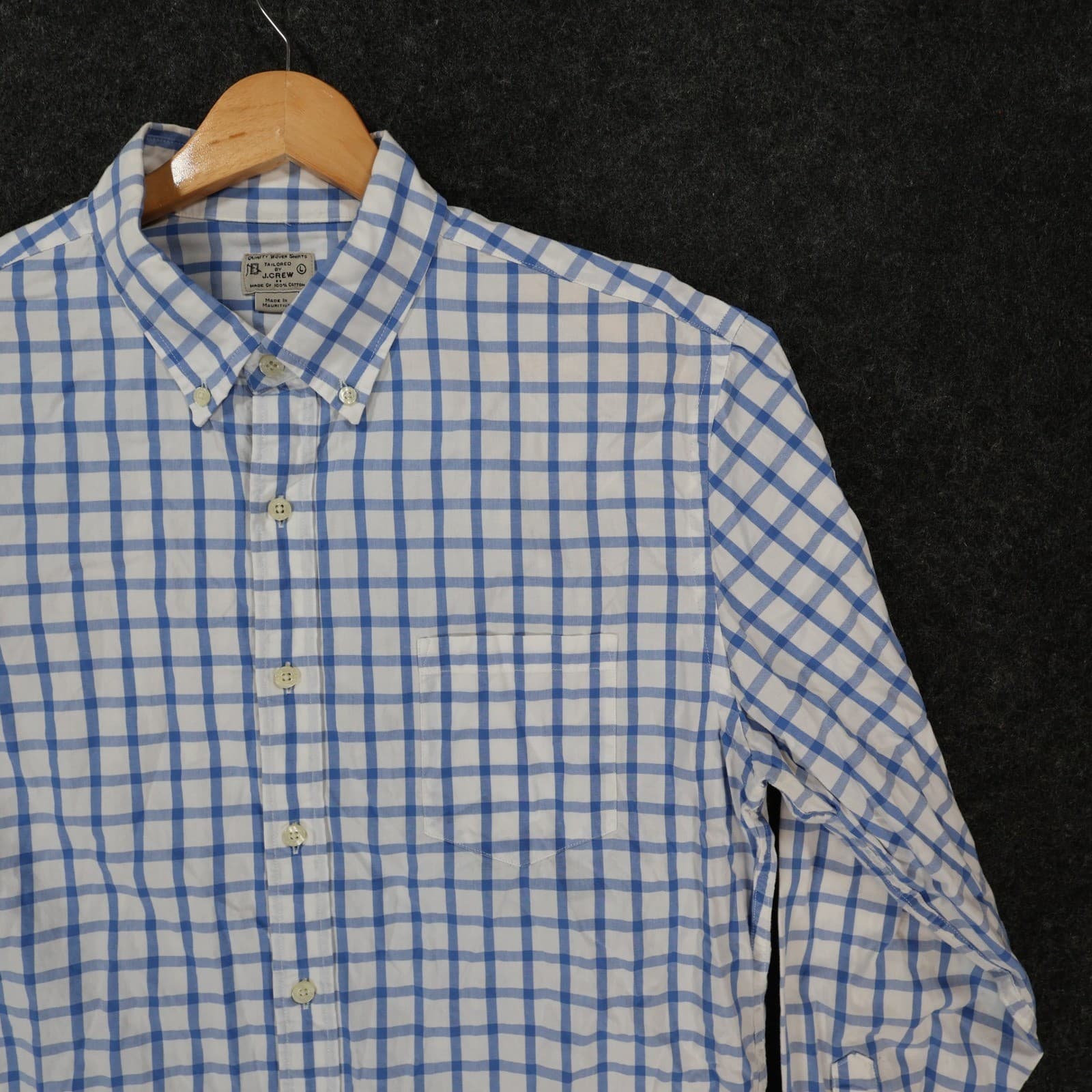 J.Crew Button Down Shirt Mens Large Blue Excellent Plaid Pattern - Thumbnail 10