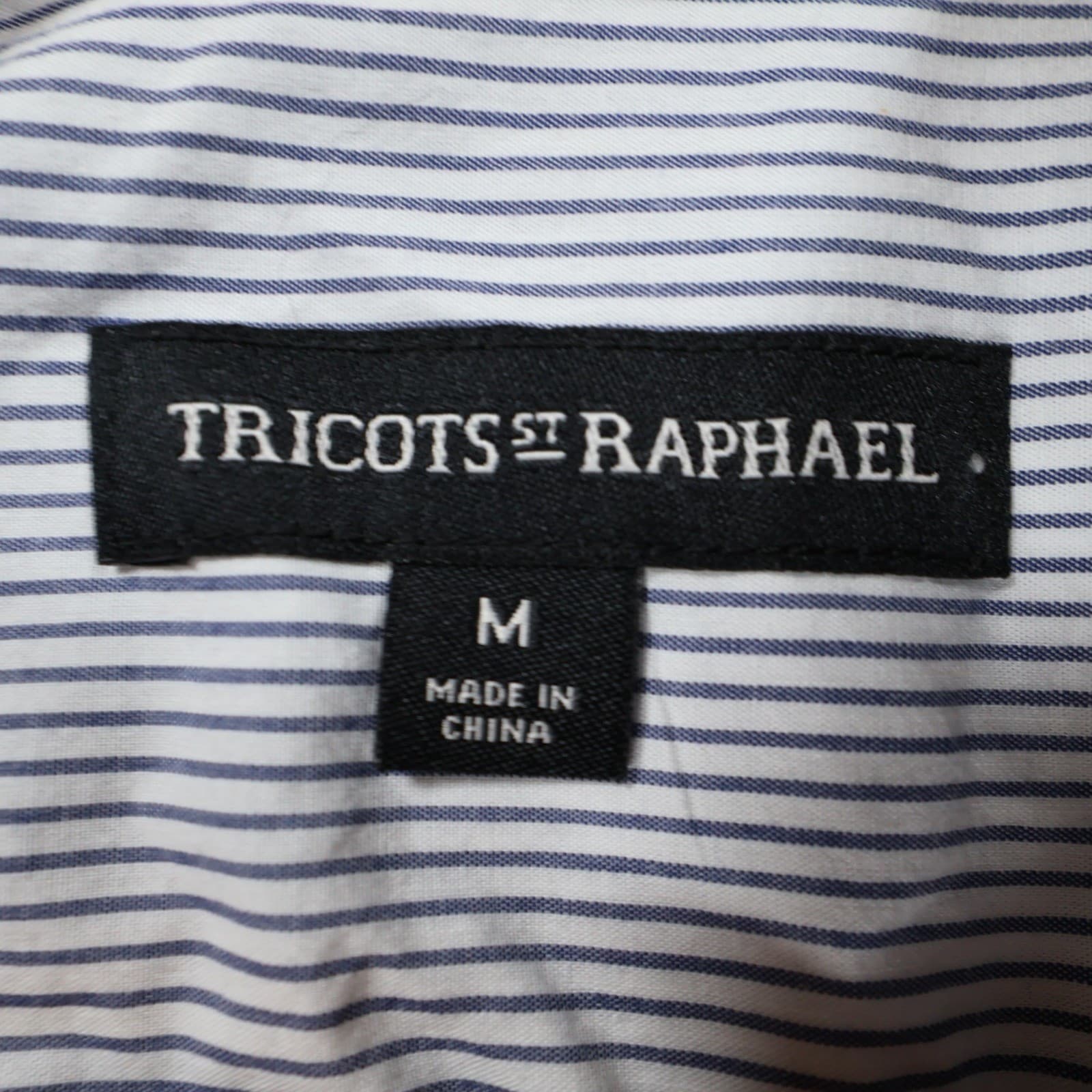Tricots St Raphael Button Down Mens M Blue Excellent Striped Cotton Long Sleeve - Thumbnail 7