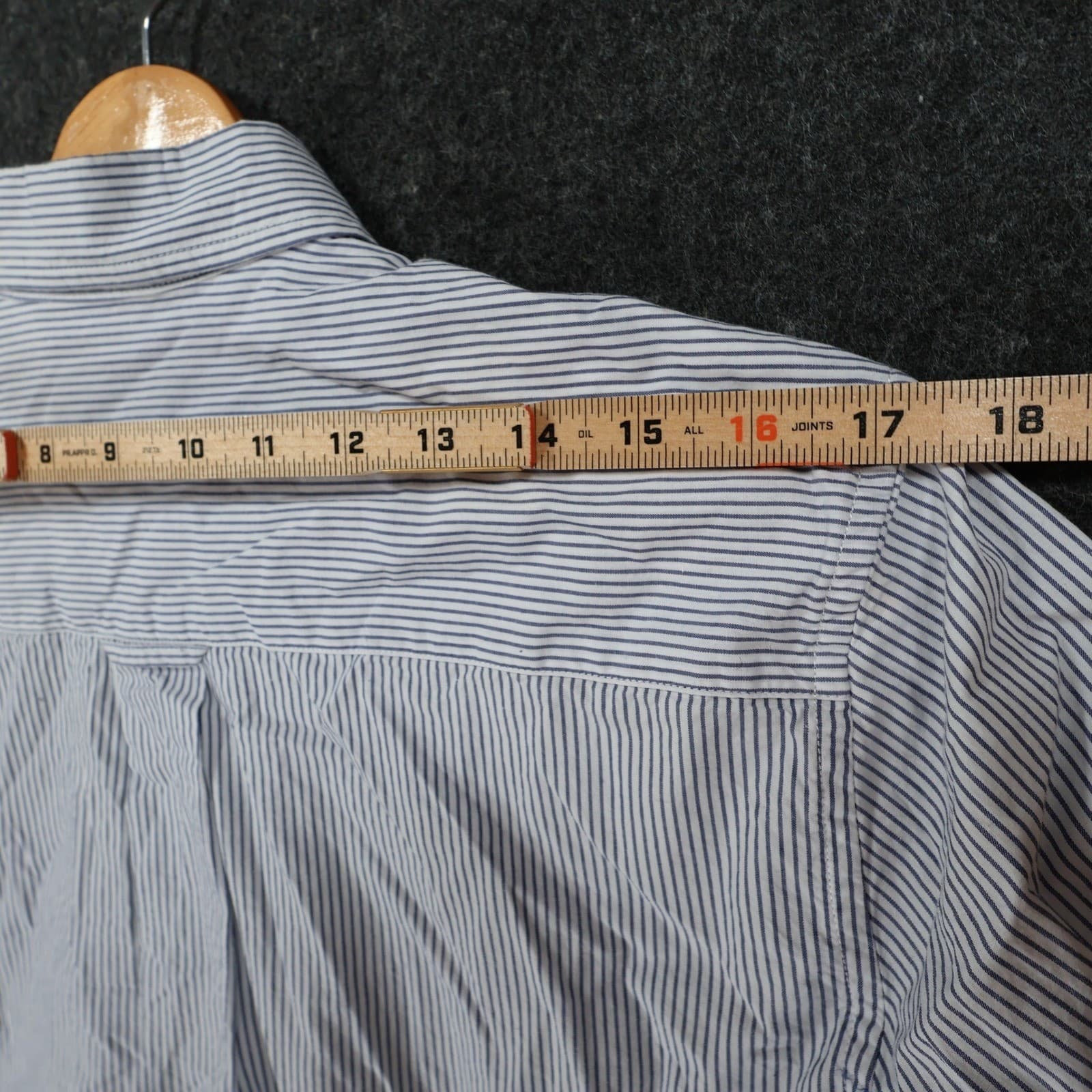 Tricots St Raphael Button Down Mens M Blue Excellent Striped Cotton Long Sleeve - Thumbnail 6