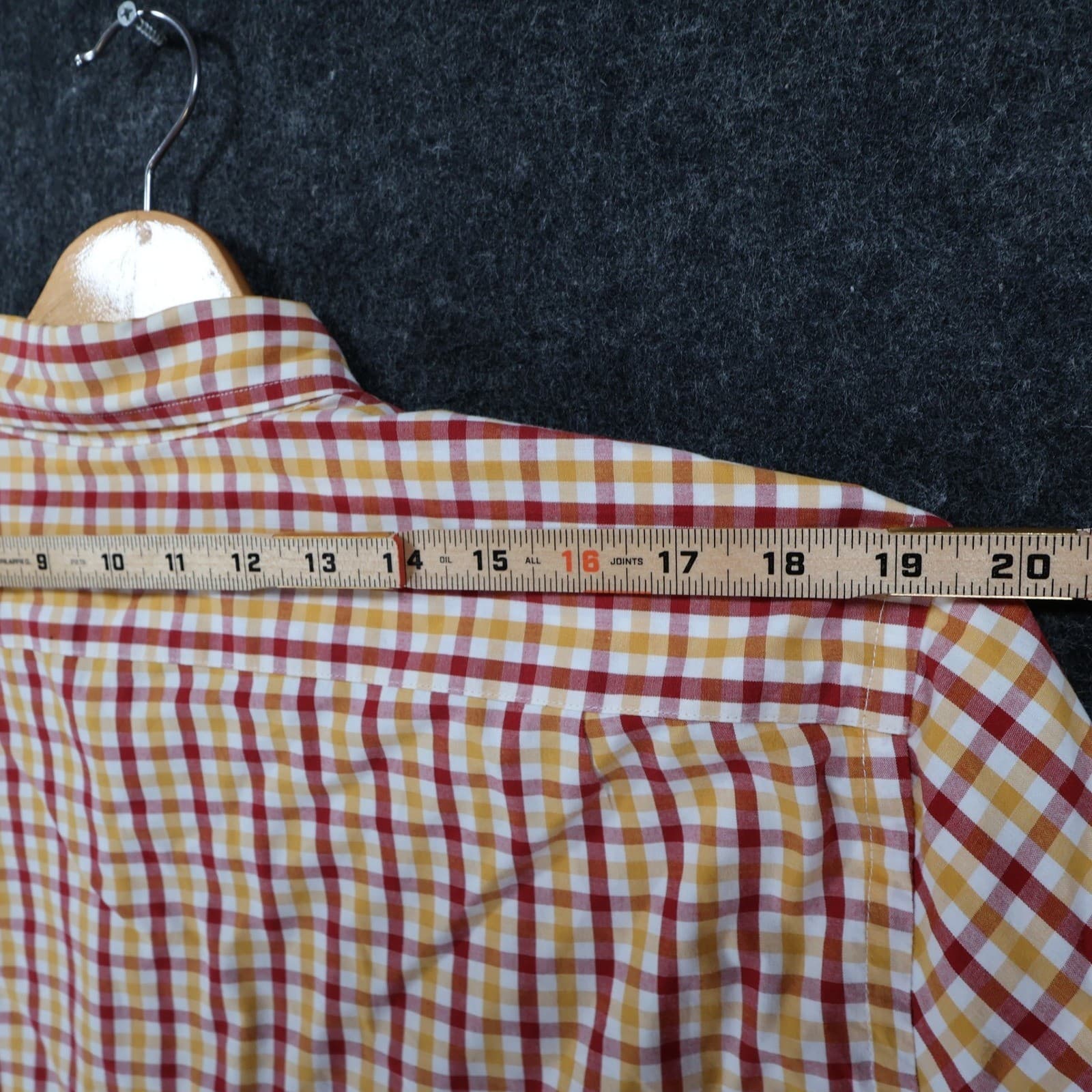 J.Crew Button Down Mens Large Red Yellow Excellent Plaid Gingham Long Sleeve - Thumbnail 6