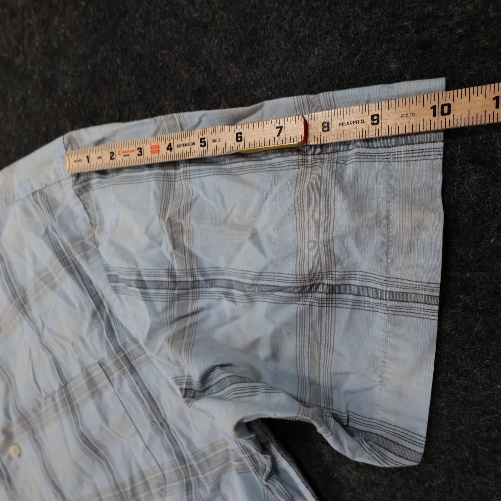 Van Heusen Button Up Mens Large Blue Excellent Plaid Short Sleeve - Thumbnail 4