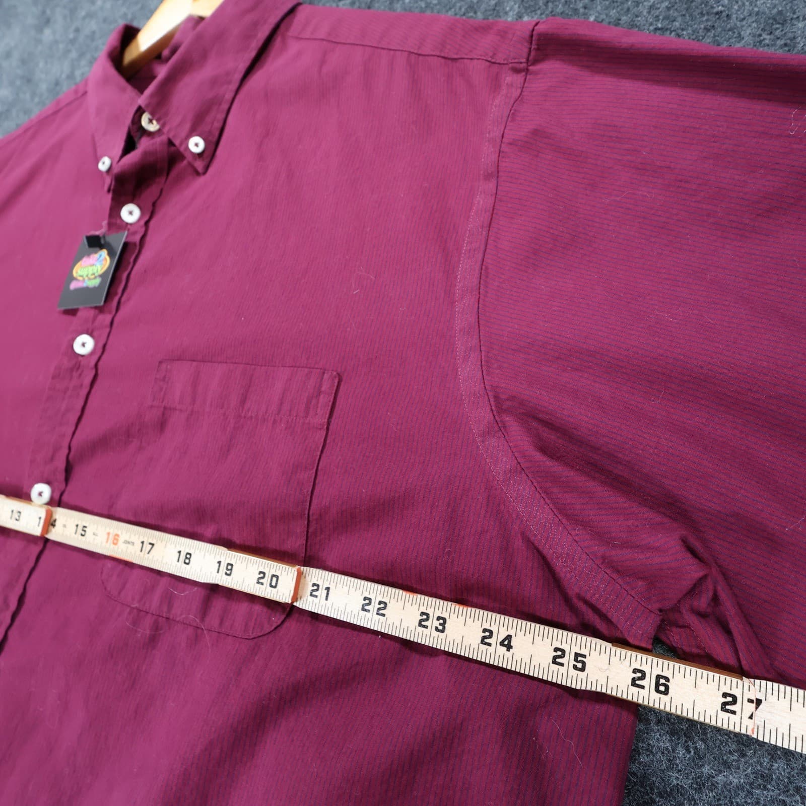 Roundtree Yorke Button Down Mens XL Maroon Excellent Micro Stripe - Thumbnail 3