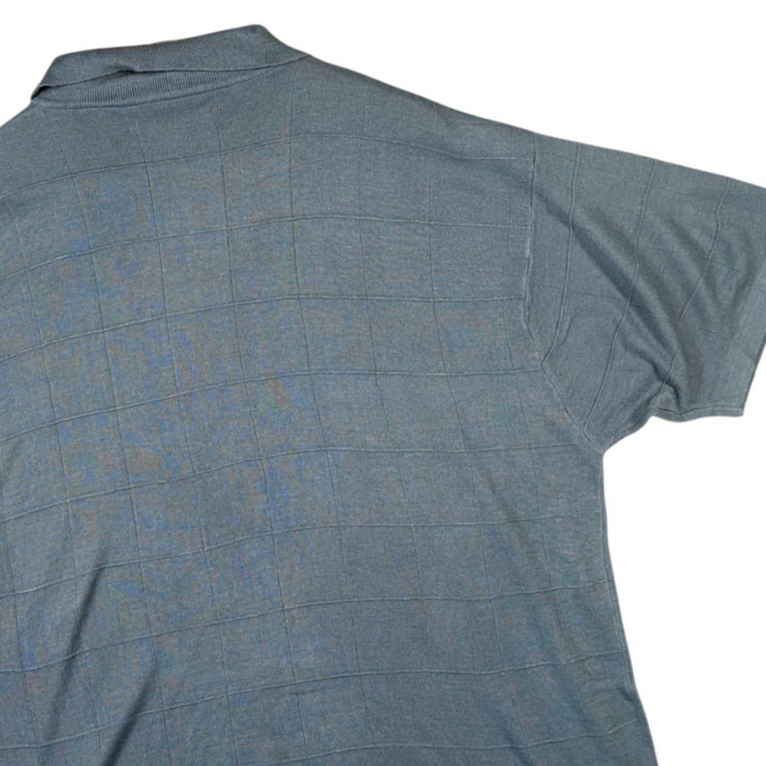 RR Casuals Men's XL Blue Plaid Knit Polo Shirt Short Sleeve - Thumbnail 4