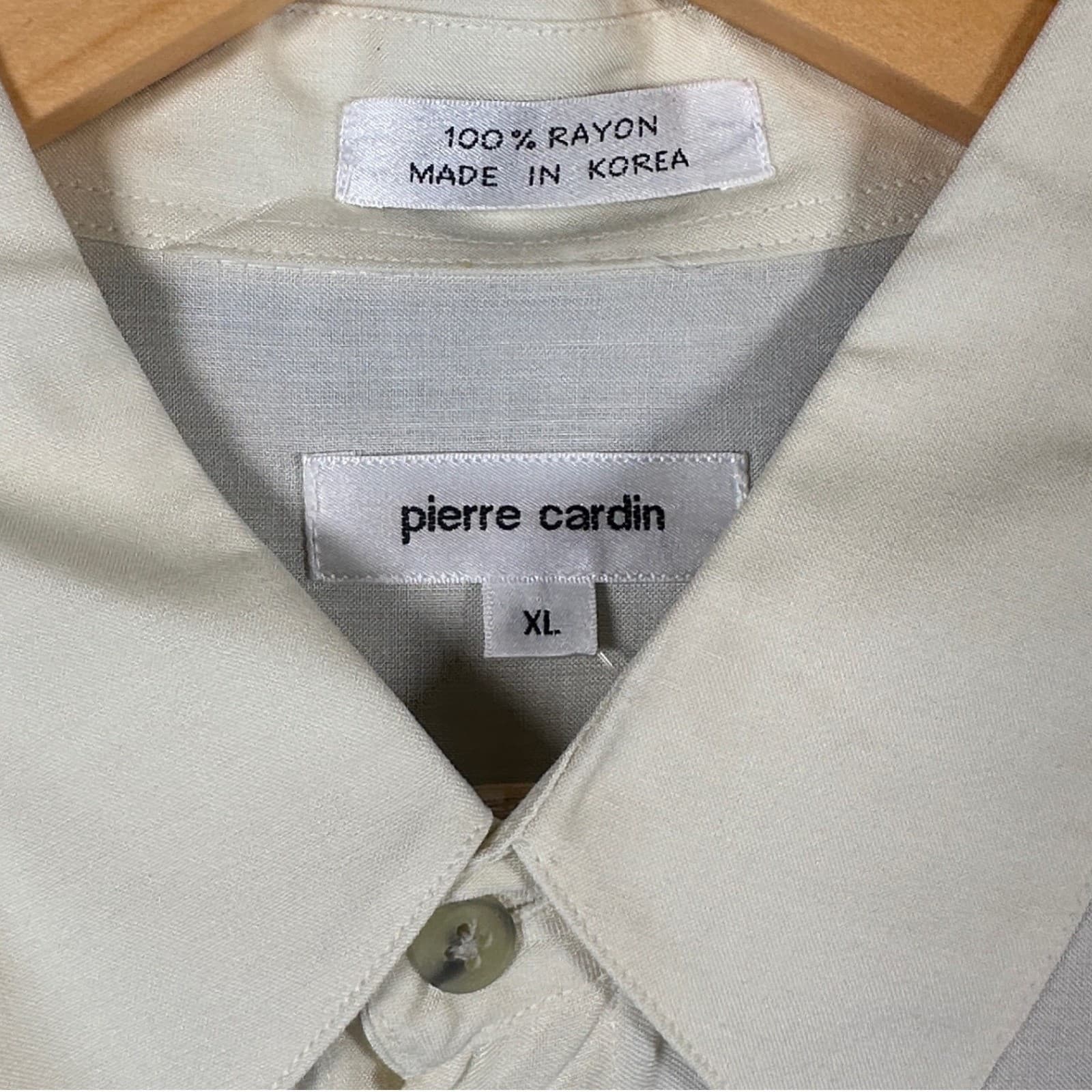 Pierre Cardin Mens XL Rayon Aloha Shirt Tropical Palm Tree Bamboo Print - Thumbnail 7