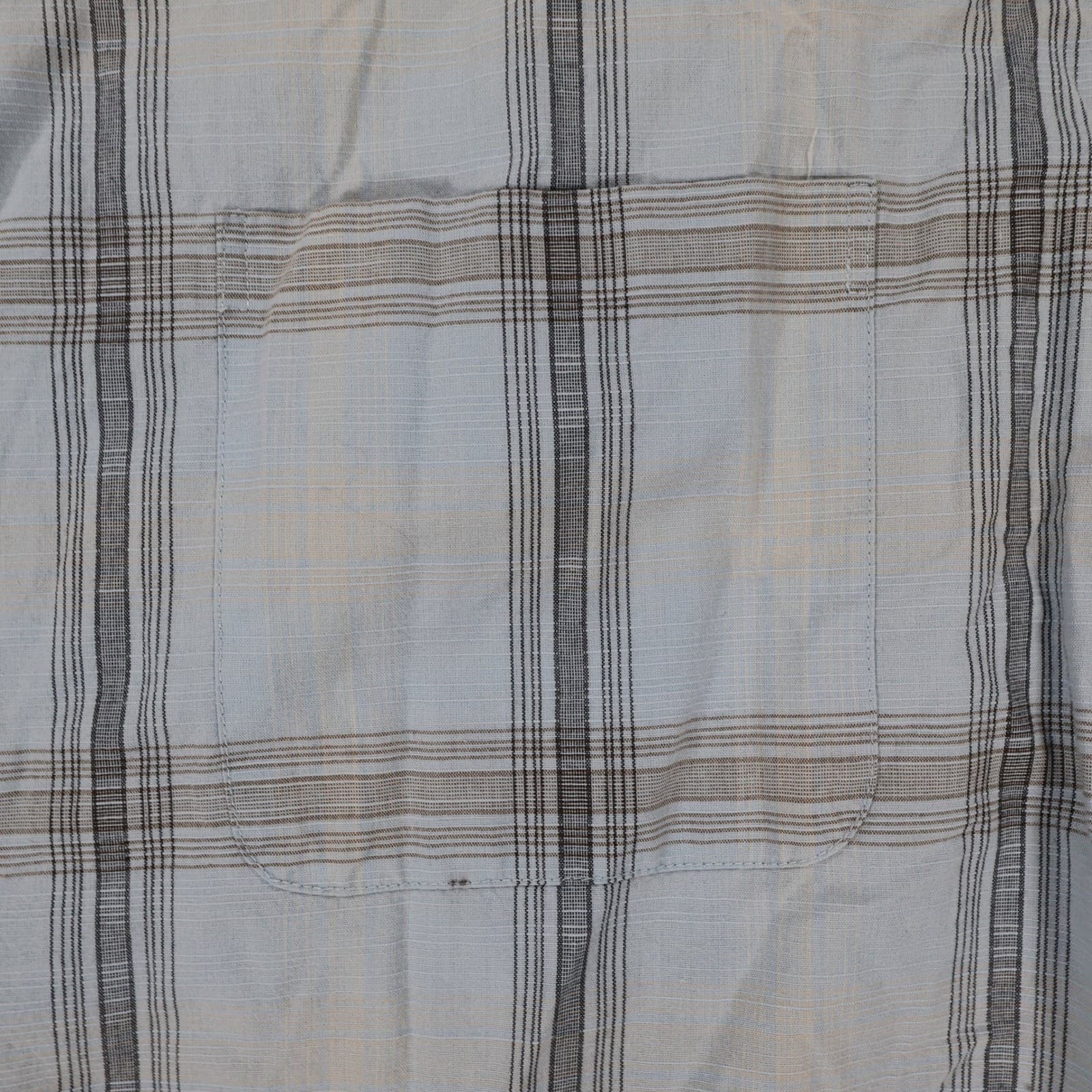 Van Heusen Button Up Mens Large Blue Excellent Plaid Short Sleeve - Thumbnail 11