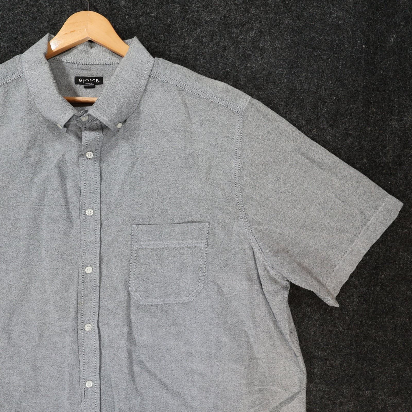 George Button Down Mens 2XL Grey Excellent Short Sleeve Oxford Shirt GM14Y056B - Thumbnail 10